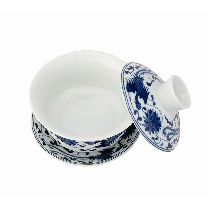 Traditional Qinghua Phoenix Porcelain Gaiwan 100ml - • Teaware House