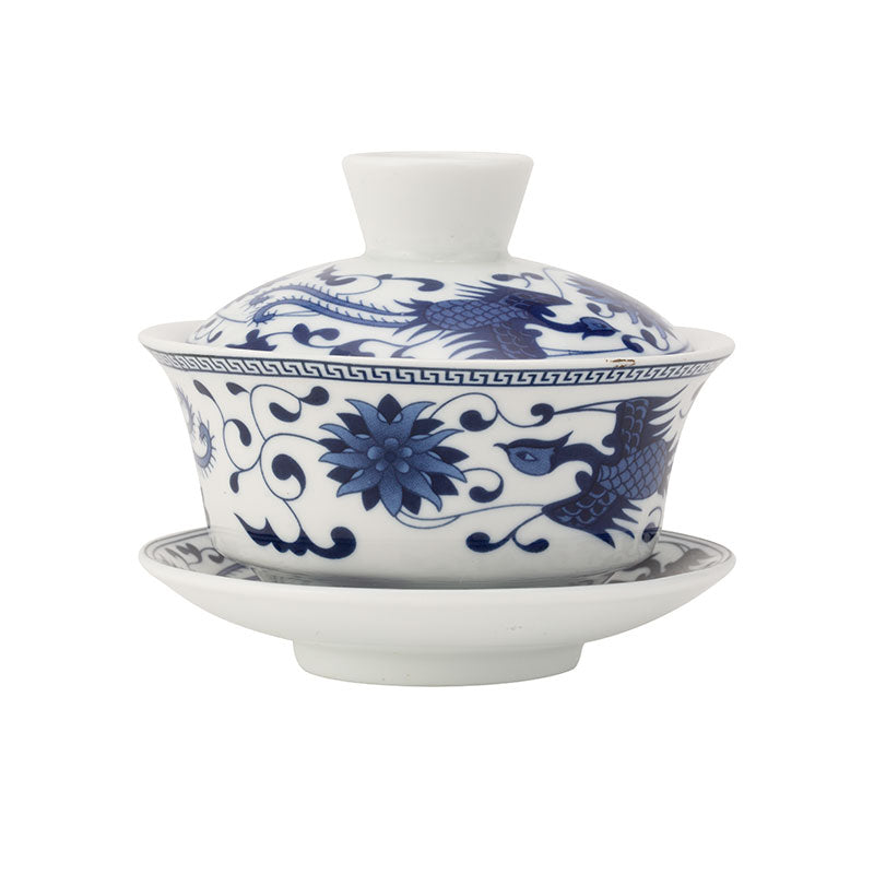Traditional Qinghua Phoenix Porcelain Gaiwan 100ml - • Teaware House