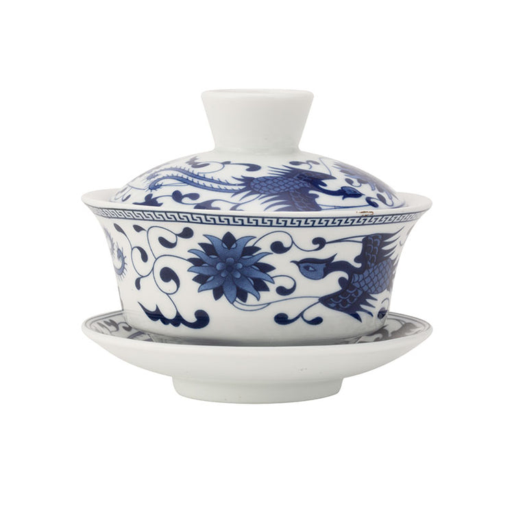 Traditional Qinghua Phoenix Porcelain Gaiwan 100ml - • Teaware House