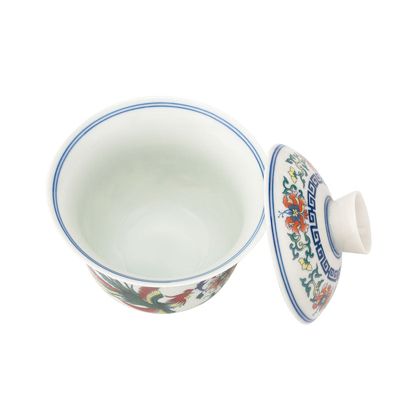 Colorful Dragon and Phoenix Porcelain Gaiwan 135ml - • Teaware House
