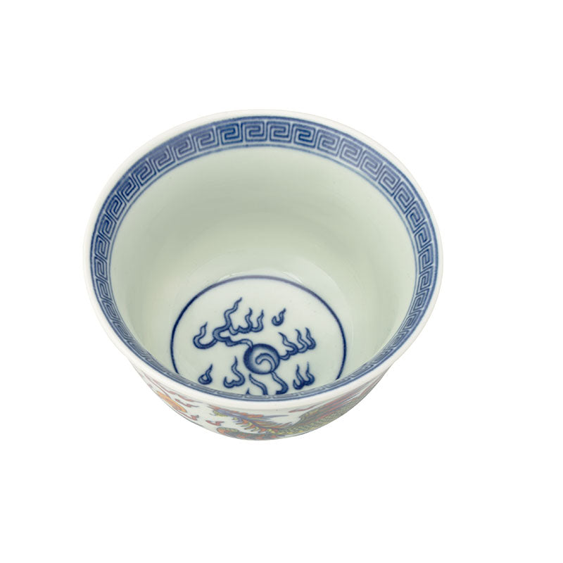 Colorful Dragon and Phoenix Porcelain Teacup - • Teaware House