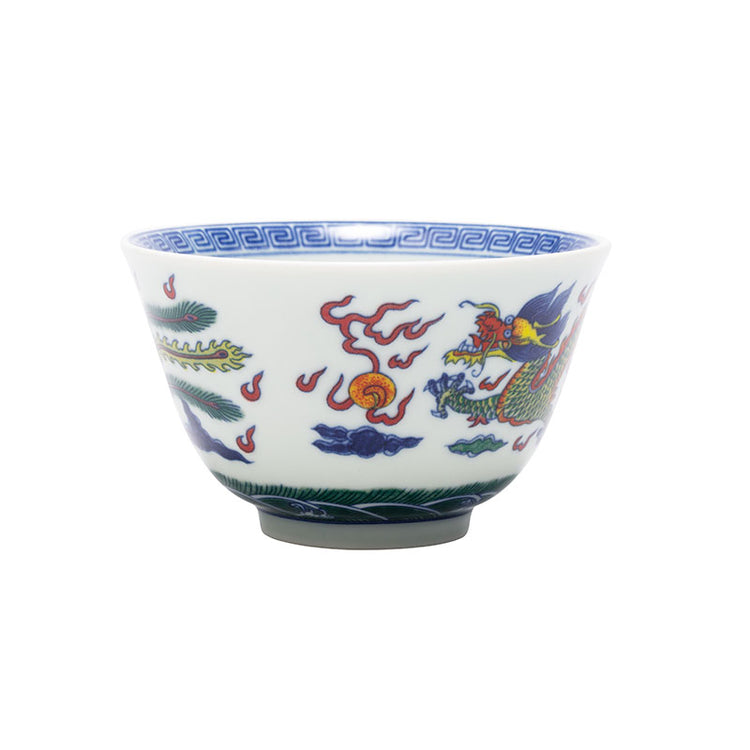 Colorful Dragon and Phoenix Porcelain Teacup - • Teaware House
