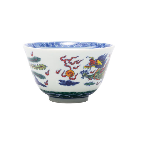 Colorful Dragon and Phoenix Porcelain Teacup - • Teaware House