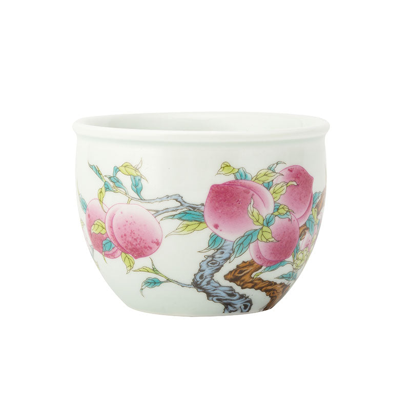 Wide Mouth Porcelain Pink Peaches Teacup -  • Teaware House