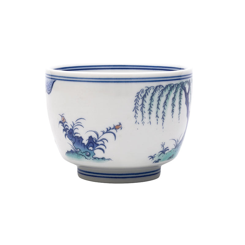 Willow Tree and Ancient Poet Porcelain Striped Teacup -  • Teaware House