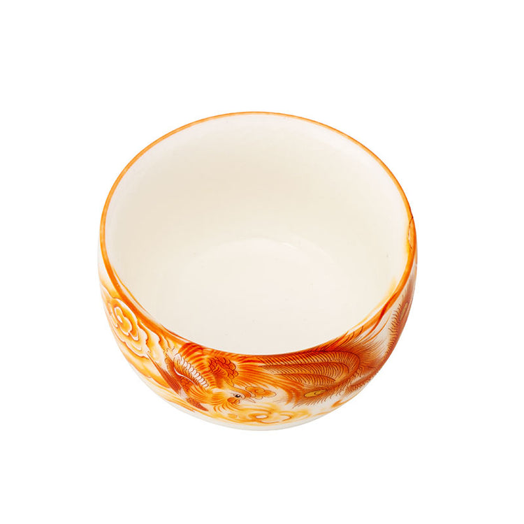 Fiery Phoenix White Ruyao Goblet Teacup -  • Teaware House