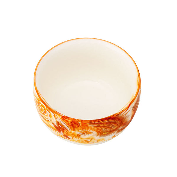 Fiery Phoenix White Ruyao Goblet Teacup -  • Teaware House