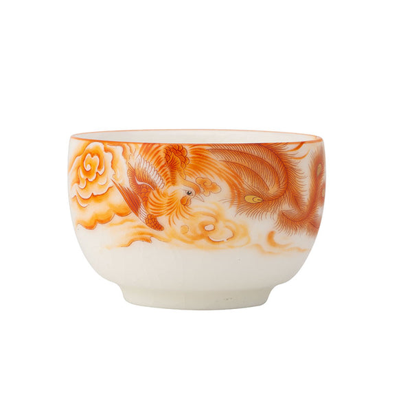 Fiery Phoenix White Ruyao Goblet Teacup -  • Teaware House
