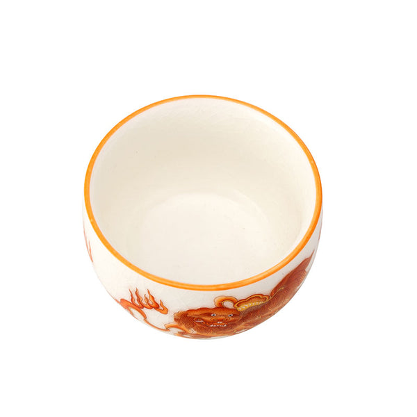 Flaming Pixiu White Ruyao Goblet Teacup -  • Teaware House