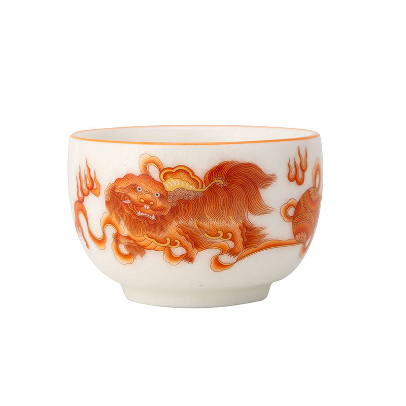 Flaming Pixiu White Ruyao Goblet Teacup -  • Teaware House