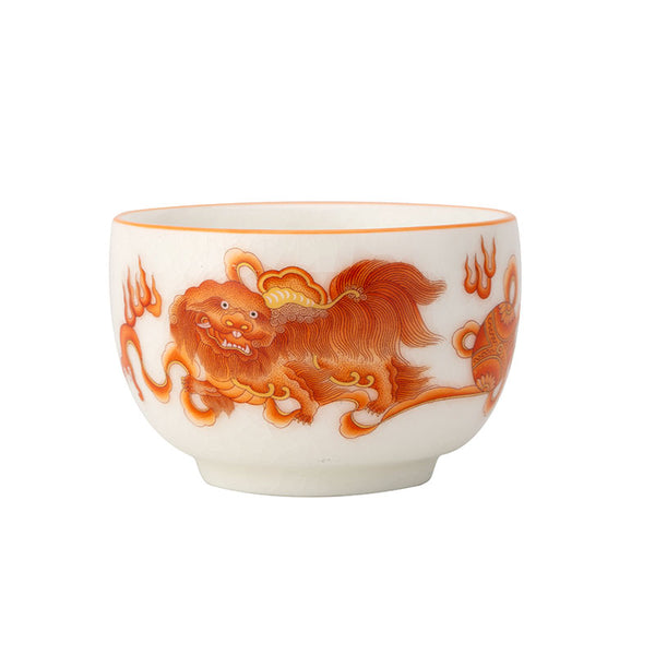 Flaming Pixiu White Ruyao Goblet Teacup -  • Teaware House