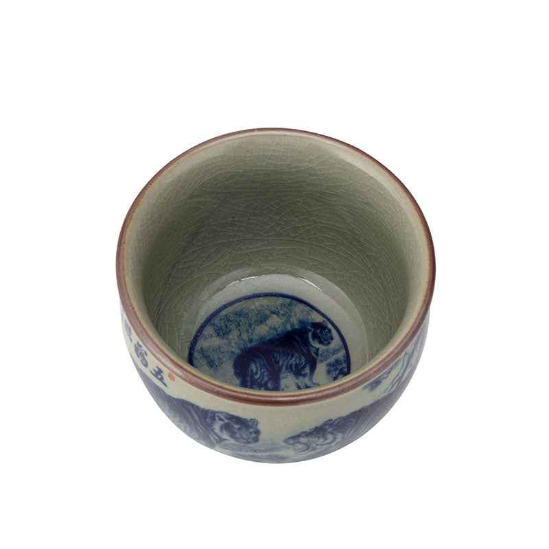 Old Style Qinghua Tiger Wide Mouth Teacup -  • Teaware House