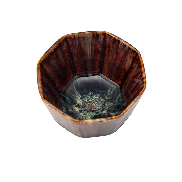 Octagonal Toffee and Cream Yaobian Teacup -  • Teaware House