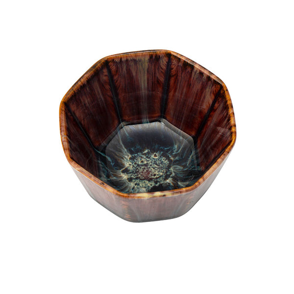 Octagonal Toffee and Cream Yaobian Teacup -  • Teaware House