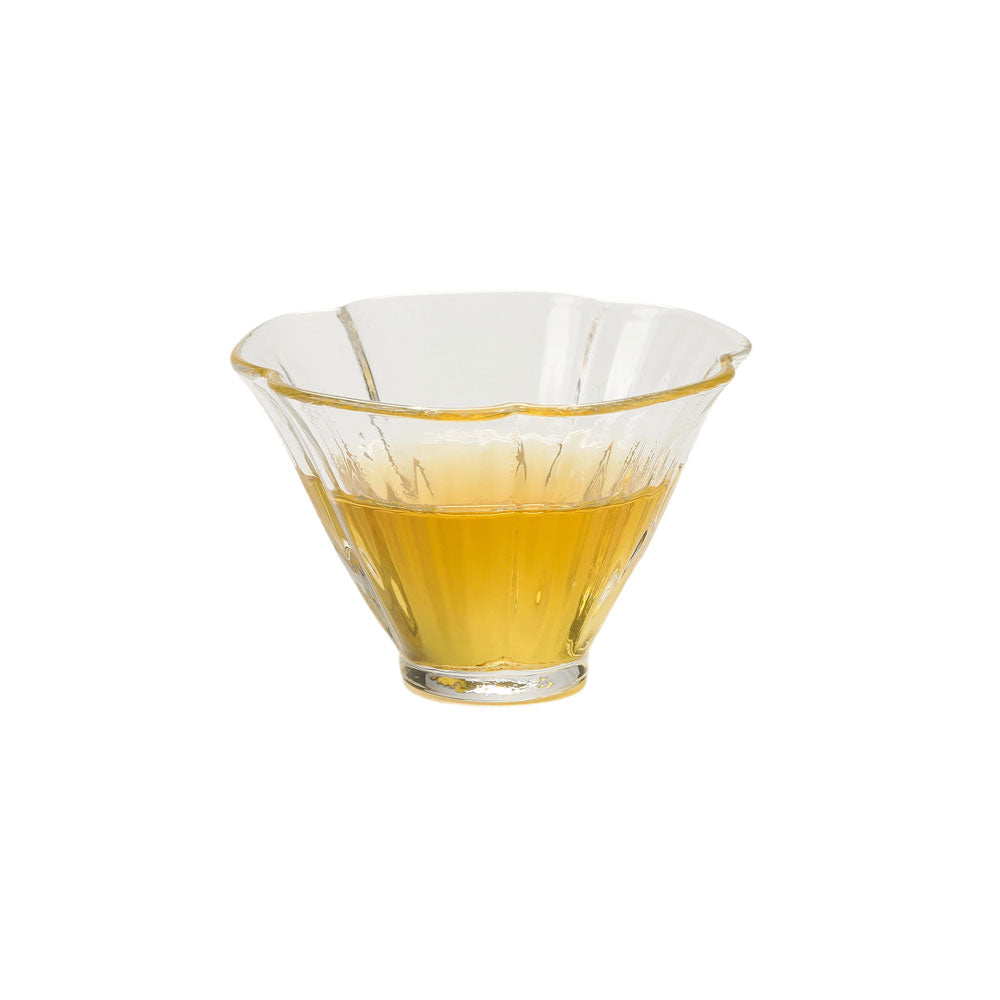 Flower Shaped Clear Glass Douli Teacup - • Teaware House
