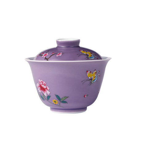 Lavender Glaze Butterfly and Flower Porcelain Gaiwan 95ml -  • Teaware House