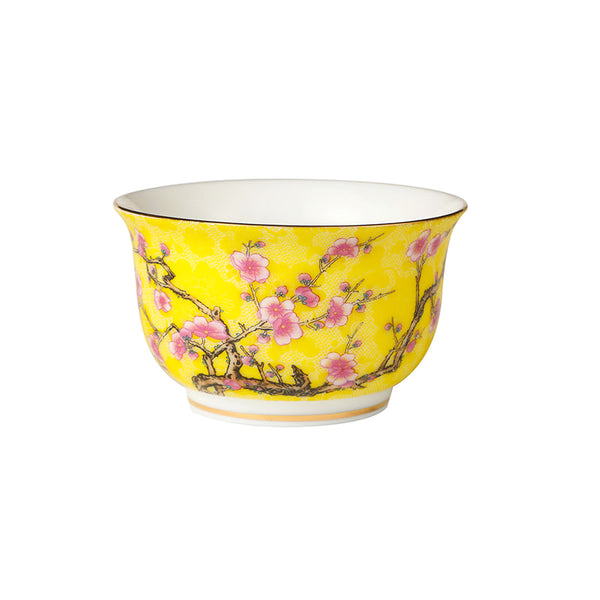 Yellow Glaze Peach Blossom Wide Mouth Teacup -  • Teaware House