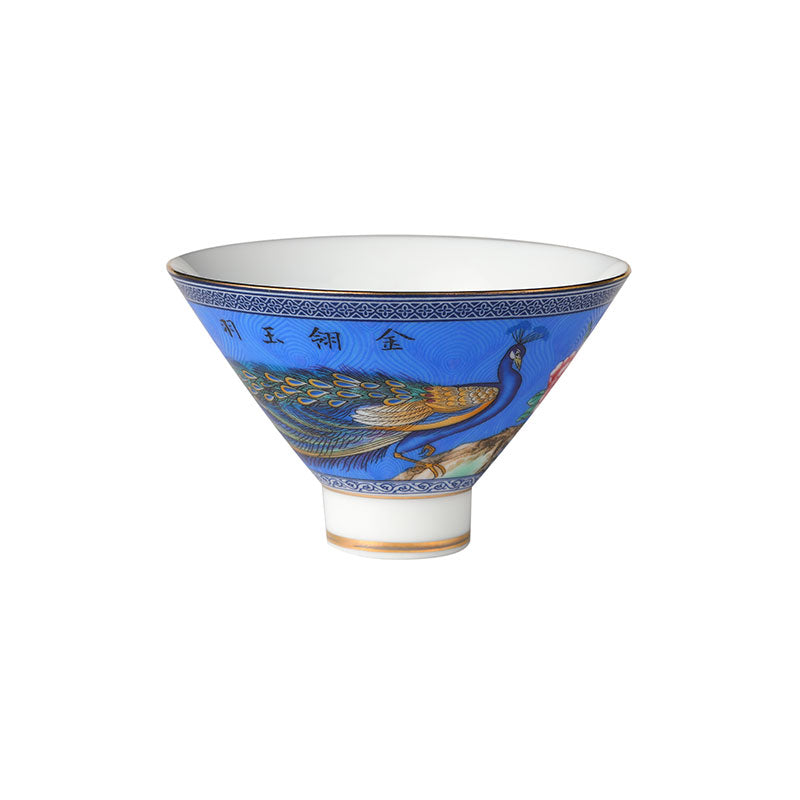 Indigo Peacock and Flower Douli Teacup -  • Teaware House