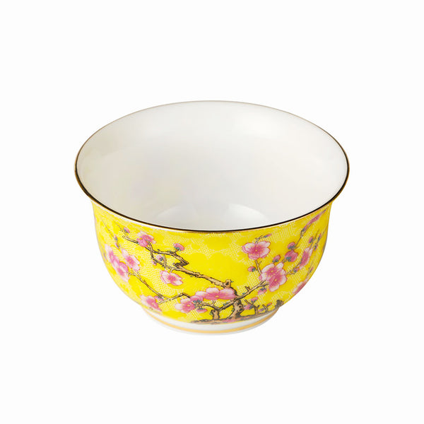 Yellow Glaze Peach Blossom Wide Mouth Teacup -  • Teaware House