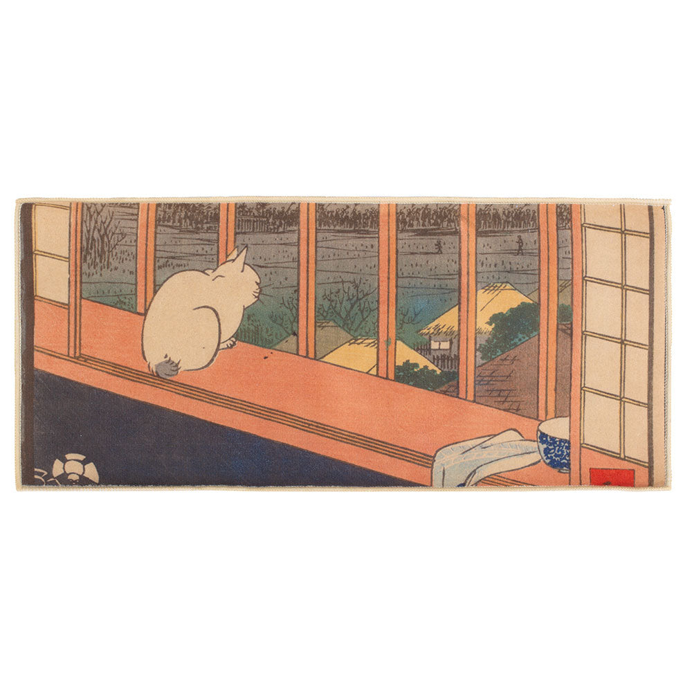 Tea Towel Japanese Painting -Curious Cat by the Window -  • Teaware House