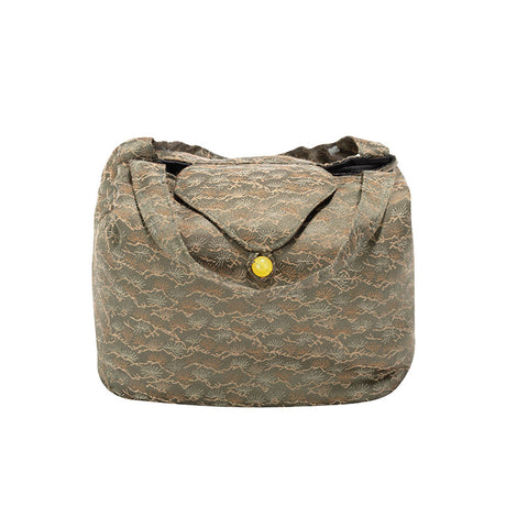 Quilted Jacquard Fabric Teaware Bag- Green Pine Needle -  • Teaware House