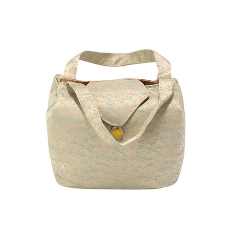 Quilted Jacquard Fabric Teaware Bag- Pearl White Pine Needle -  • Teaware House