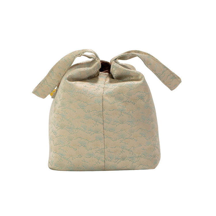 Quilted Jacquard Fabric Teaware Bag- Pearl White Pine Needle -  • Teaware House