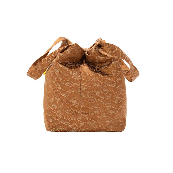 Quilted Jacquard Fabric Teaware Bag- Auburn Pine Needle -  • Teaware House