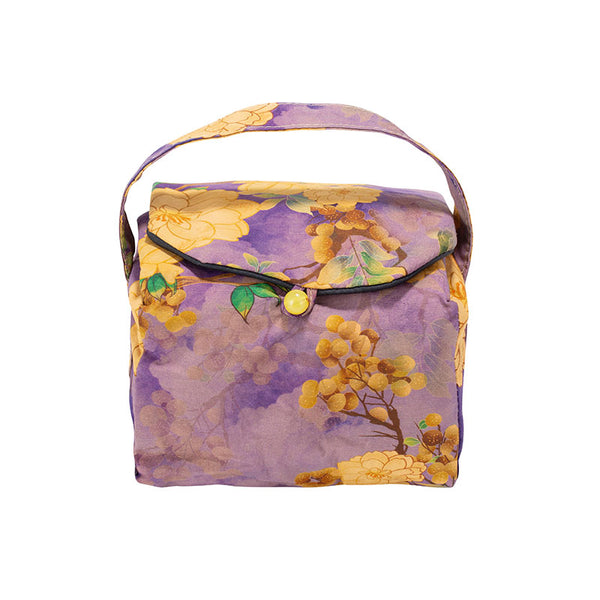 Quilted Cloth Teaware Bag-Yellow and Purple Floral Pattern -  • Teaware House