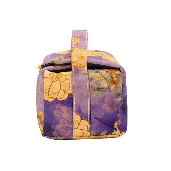 Quilted Cloth Teaware Bag-Yellow and Purple Floral Pattern -  • Teaware House