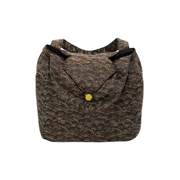 Quilted Jacquard Fabric Teaware Bag- Black Pine Needle -  • Teaware House