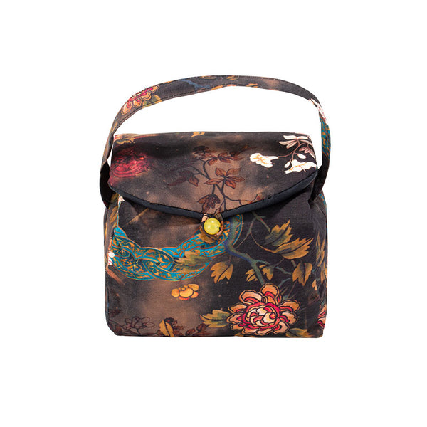 Quilted Cloth Teaware Bag-Blossoms on Coffee Cloth -  • Teaware House