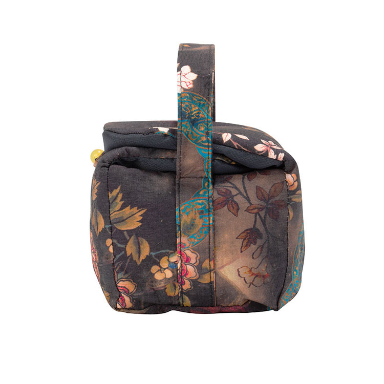 Quilted Cloth Teaware Bag-Blossoms on Coffee Cloth -  • Teaware House