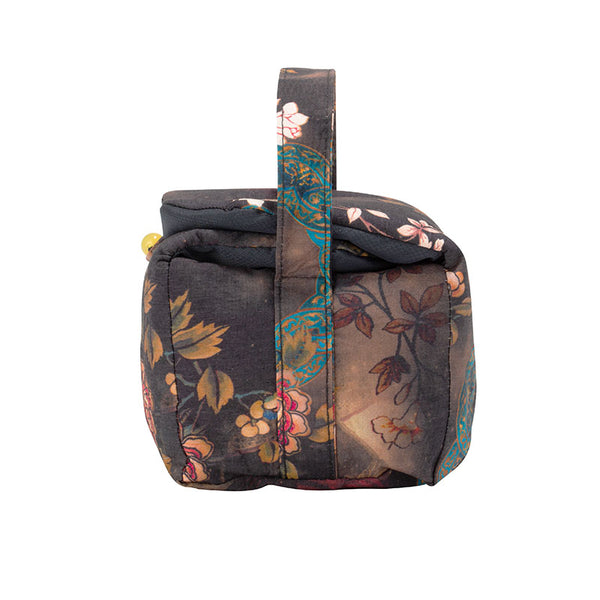 Quilted Cloth Teaware Bag-Blossoms on Coffee Cloth -  • Teaware House