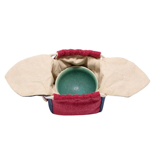 Rabbit Ear Canvas Cloth Teaware Bag-Indigo and Maroon -  • Teaware House