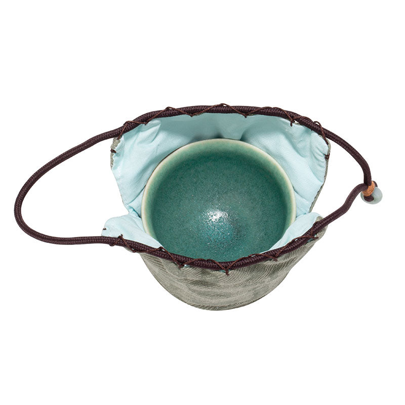 Drawstring Quilted Cloth Teaware Bag-Olive Green -  • Teaware House