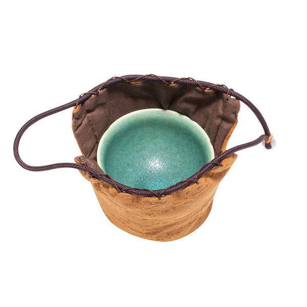 Drawstring Quilted Cloth Teaware Bag - Khaki -  • Teaware House