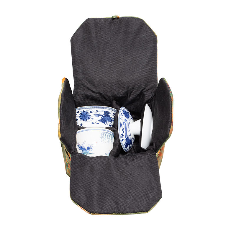 Quilted Cloth Teaware Bag- Jade Butterflies -  • Teaware House