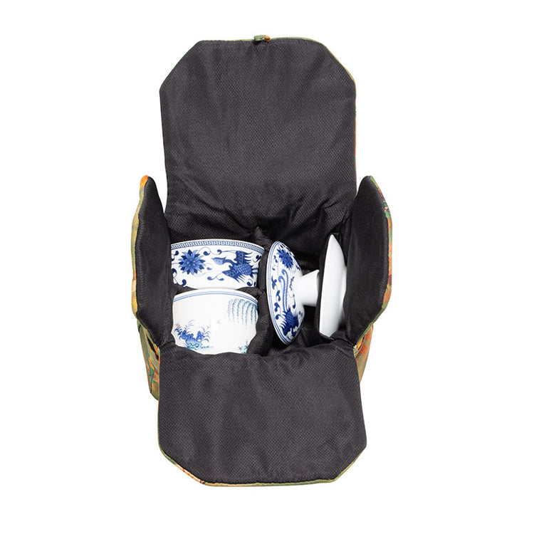 Quilted Cloth Teaware Bag- Jade Butterflies -  • Teaware House