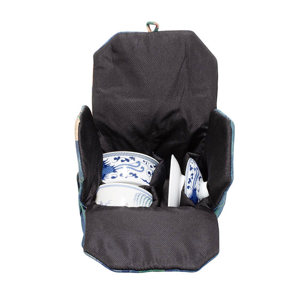 Quilted Cloth Teaware Bag-Blue Peony -  • Teaware House