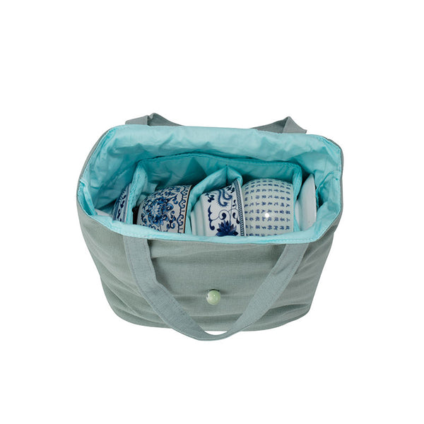 Quilted Cloth Teaware Bag- Turquoise -  • Teaware House