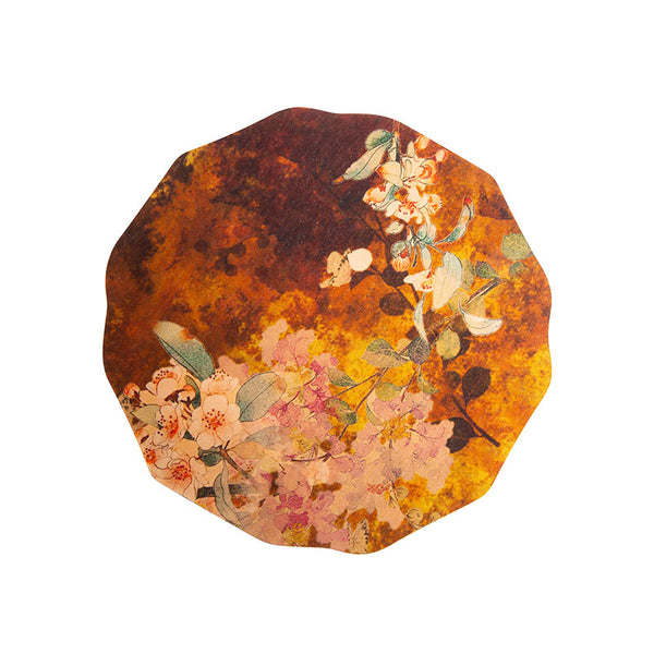 Teapot and Teacup Mat Set - Peach Blossom Flower on Orange Cloth -  • Teaware House