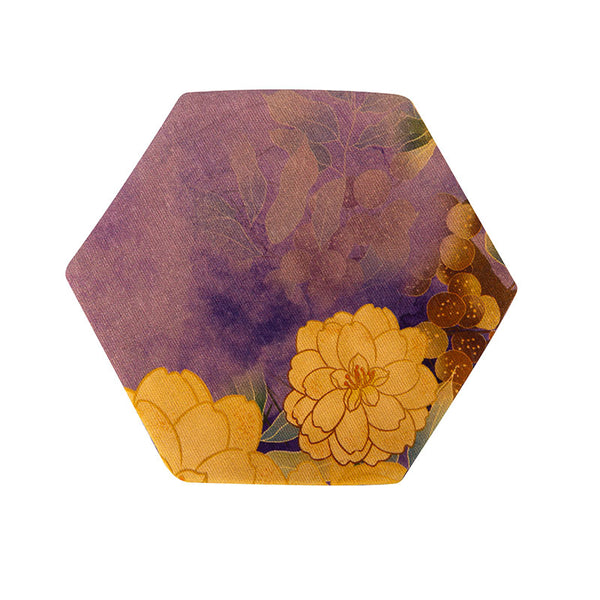 Teapot and Teacup Mat Set - Big Yellow Flowers on Purple Cloth -  • Teaware House