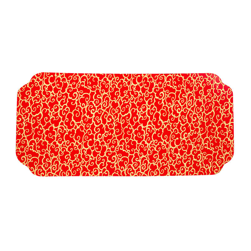 Cloth Chaxi Mat-Red with Golden Clouds Pattern -  • Teaware House