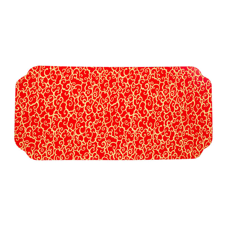 Cloth Chaxi Mat-Red with Golden Clouds Pattern -  • Teaware House