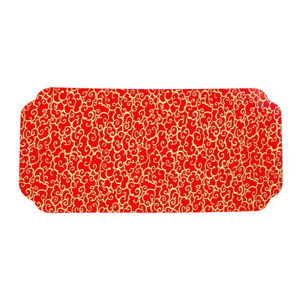 Cloth Chaxi Mat-Red with Golden Clouds Pattern -  • Teaware House