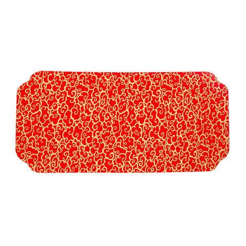 Cloth Chaxi Mat-Red with Golden Clouds Pattern -  • Teaware House