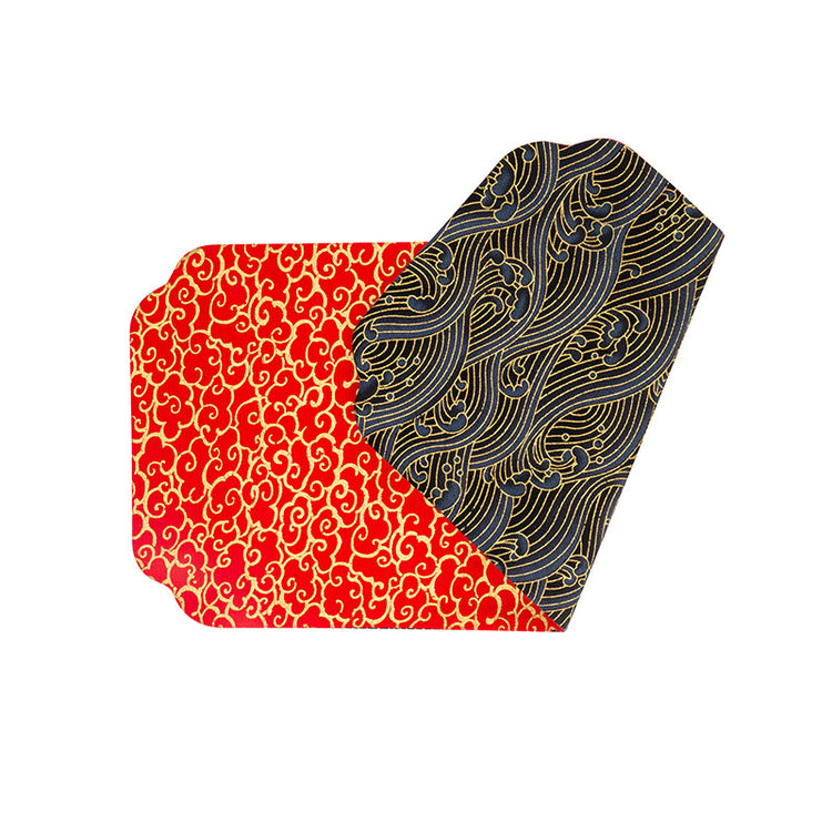 Cloth Chaxi Mat-Red with Golden Clouds Pattern -  • Teaware House
