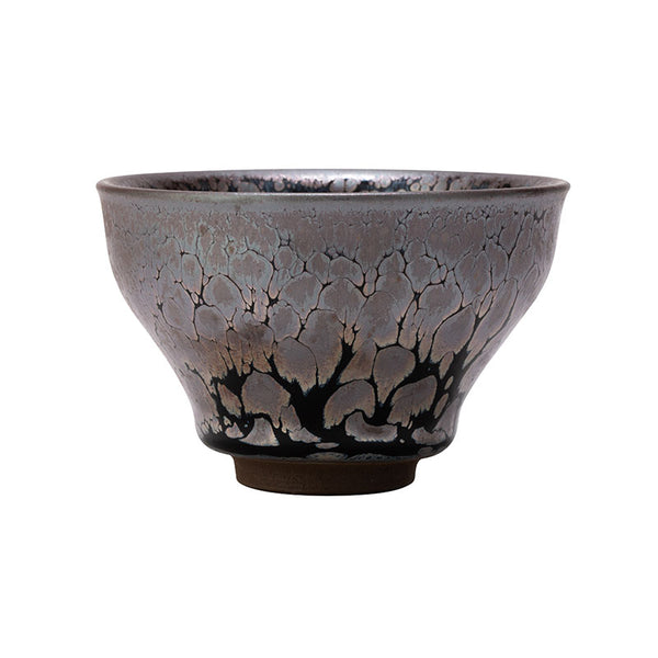 Silver and Black Peacock Jianzhan Bell Teacup -  • Teaware House