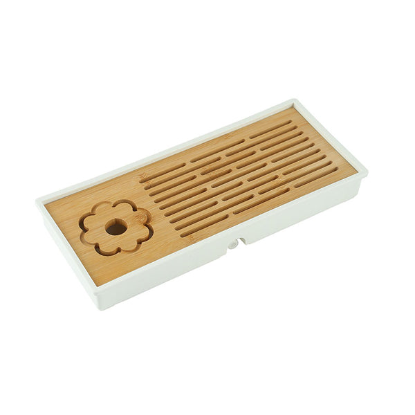 Simple Plastic and Bamboo Tea Tray White -  • Teaware House
